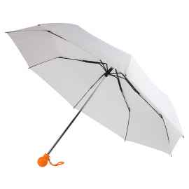 Зонт складной FANTASIA, механический, белый с оранжевой ручкой, Цвет: белый, оранжевый
