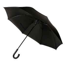 Зонт-трость CAMBRIDGE с ручкой soft-touch чёрный, полуавтомат, 100% полиэстер, пластик, Цвет: Чёрный