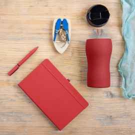 Набор подарочный SILKYWAY: термокружка, блокнот, ручка, коробка, стружка, красный, Цвет: красный