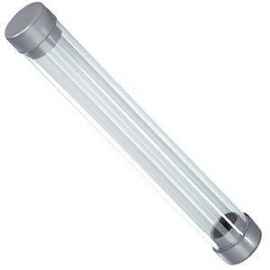Футляр-тубус для одной ручки, прозрачный/серый, пластик, 15х2 см, Цвет: серый