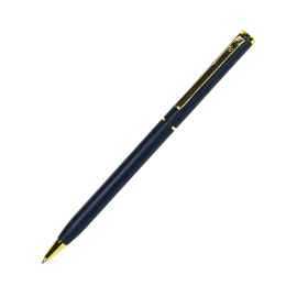SLIM, ручка шариковая, темно-синий/золотистый, металл, Цвет: темно-синий, золотистый