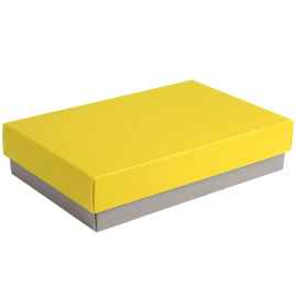 Коробка подарочная CRAFT BOX, 17,5*11,5*4 см, серый, желтый, картон 350 гр/м2, Цвет: серый, желтый, Размер: 17,5*11,5*4 см