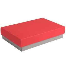 Коробка подарочная CRAFT BOX, 17,5*11,5*4 см, серый, красный, картон 350 гр/м2, Цвет: серый, красный, Размер: 17,5*11,5*4 см