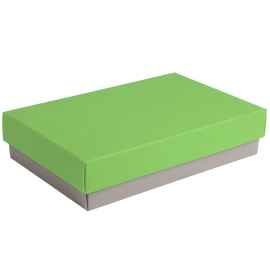 Коробка подарочная CRAFT BOX, 17,5*11,5*4 см, серый, зеленое яблоко, картон 350 гр/м2, Цвет: серый, светло-зеленый, Размер: 17,5*11,5*4 см