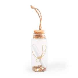 Бутылочка для пожеланий SHOILEN, 7,4х3см, стекло. пробковое дерево, бумага, Цвет: прозрачный