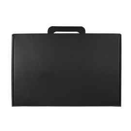 Коробка с ручкой подарочная, размер 37x25 x10 см,24x 36x 10 см, картон, самосборная, черная, Цвет: Чёрный