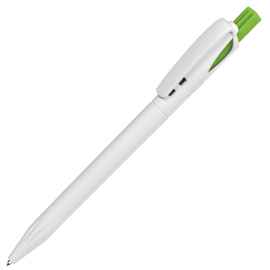 Ручка шариковая TWIN WHITE, белый/зеленое яблоко, пластик, Цвет: белый, зеленое яблоко