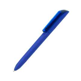 Ручка шариковая FLOW PURE, синий корпус/прозрачный клип, покрытие soft touch, пластик, Цвет: синий