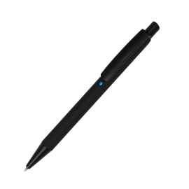 ENIGMA, ручка шариковая, черный/голубой, металл, пластик, софт-покрытие, Цвет: тёмно-серый, голубой