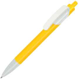 TRIS, ручка шариковая, ярко-желтый корпус/белый, пластик, Цвет: ярко-желтый, белый