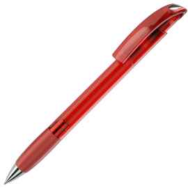 NOVE LX, ручка шариковая с грипом, прозрачный красный/хром, пластик, Цвет: красный, серебристый