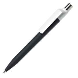 Ручка шариковая DOT, черный корпус/белый клип, soft touch покрытие, пластик, Цвет: Чёрный