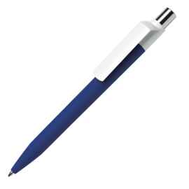 Ручка шариковая DOT, синий корпус/белый клип, soft touch покрытие, пластик, Цвет: синий
