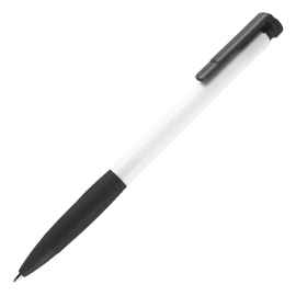 N13, ручка шариковая с грипом, пластик, белый, черный, Цвет: белый, черный