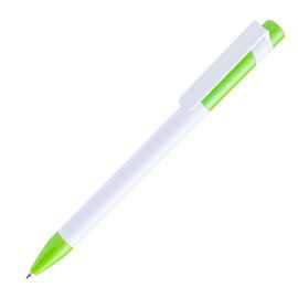Ручка шариковая MAVA, белый/зеленое яблоко, пластик, Цвет: белый, зеленое яблоко