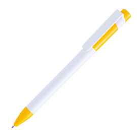 Ручка шариковая MAVA, белый/желтый,  пластик, Цвет: белый, желтый