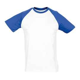Футболка 'Funky', белый с ярко-синим_S, 100% х/б, 150 г/м2, Цвет: синий, белый, Размер: S