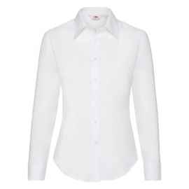 Рубашка 'Lady-Fit Long Sleeve Oxford Shirt', белый_L, 70% х/б, 30% п/э, 130 г/м2, Цвет: белый, Размер: Длина 65 см., ширина 53,5 см.