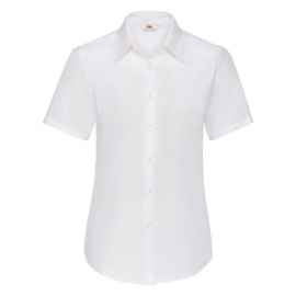 Рубашка 'Lady-Fit Short Sleeve Oxford Shirt', белый_L, 70% х/б, 30% п/э, 130 г/м2