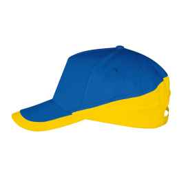 Бейсболка 'BOOSTER', 5 клиньев, металлическая застежка, ярко-синий/желтый, 100% хлопок, 260г/м2, Цвет: ярко-синий, желтый