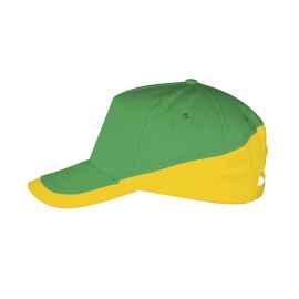Бейсболка 'BOOSTER', 5 клиньев, металлическая застежка, зеленый/желтый, 100% хлопок, 260г/м2, Цвет: желтый, зеленый