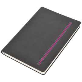 Бизнес-блокнот А5  'Elegance', серый  с розовой вставкой, мягкая обложка,  в клетку, Цвет: розовый