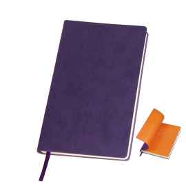 Бизнес-блокнот 'Funky' фиолетовый с оранжевым форзацем, мягкая обложка,  линейка, Цвет: фиолетовый, оранжевый