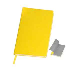 Бизнес-блокнот 'Funky', 130*210 мм, желтый,  серый форзац, мягкая обложка,  блок в линейку, Цвет: желтый, серый