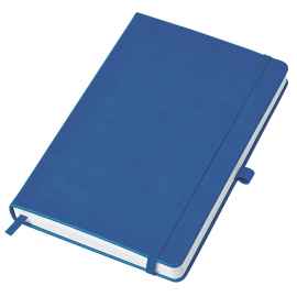 Бизнес-блокнот 'Justy', 130*210 мм, синий, твердая обложка,  резинка 7 мм, блок-линейка, тиснение, Цвет: синий