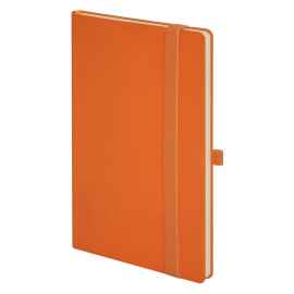 Бизнес-блокнот 'Gracy', 130х210 мм, оранжев., кремовая бумага, гибкая обложка, в линейку, на резинке
