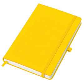 Бизнес-блокнот 'Justy', 130*210 мм, желтый, твердая обложка,  резинка 7 мм, блок-линейка, тиснение,, Цвет: желтый