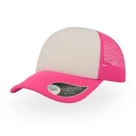 Бейсболка 'RAPPER', 5 клиньев, пластиковая застежка, розовый неон с белым, 100% полиэстер, 80 г/м2, Цвет: белый, розовый