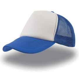 Бейсболка 'RAPPER', 5 клиньев, пластиковая застежка, синий с белым, 100% п/э, плотность 80 г/м2, Цвет: белый, синий