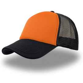 Бейсболка 'RAPPER',5 клиньев,пластиковая застежка,оранжевый с черным,100% полиэстер,плотность80 г/м2, Цвет: оранжевый, черный