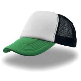Бейсболка 'RAPPER', 5 клиньев, пластиковая застежка, белый с зеленым,100% п/э,плотность 80 г/м2, Цвет: зеленый, белый