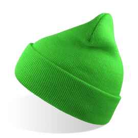 Шапка вязаная  двойная 'Wind', с отворотом_зеленый неон,100% акрил, Цвет: неоновый зеленый