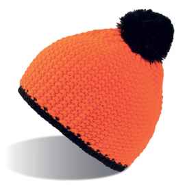 Шапка 'PEAK',  оранжевый неон/черный, верх: 100% акрил, подкладка: 100% полиэстер, Цвет: неоновый оранжевый