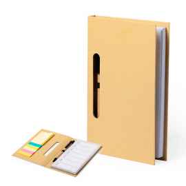 Блокнот со стикерами и ручкой KENDIL, картон, Цвет: бежевый