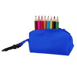 Набор цветных карандашей (8шт) с точилкой MIGAL в чехле, синий, 4,5х10х4 см, дерево, полиэстер, Цвет: синий