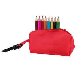 Набор цветных карандашей (8шт) с точилкой MIGAL в чехле, красный, 4,5х10х4 см, дерево, полиэстер, Цвет: красный