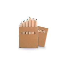 Набор цветных карандашей BOYS (12шт), 9х9х1 см, дерево, картон, Цвет: коричневый