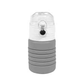 Бутылка для воды складная с карабином SPRING, серая, 550/250 мл, силикон, Цвет: серый