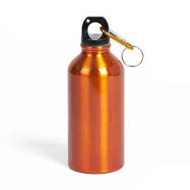 Бутылка для воды 'Mento-1', алюминиевая, с карабином, 400 мл., оранжевый, Цвет: оранжевый