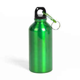 Бутылка для воды 'Mento-1', алюминиевая, с карабином, 400 мл., зеленый, Цвет: зеленый