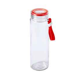 Бутылка для воды HELUX, 420 мл, стекло, прозрачный, красный, Цвет: красный