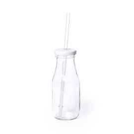 Бутылка ABALON с трубочкой, 320 мл, стекло, прозрачный, белый, Цвет: прозрачный белый