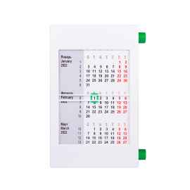Календарь настольный на 2 года, белый с зеленым, 18х11 см, пластик, тампопечать, шелкография, Цвет: зеленый, белый