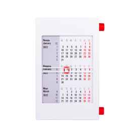 Календарь настольный на 2 года, белый с красным, 18х11 см, пластик, тампопечать, шелкография, Цвет: красный, белый