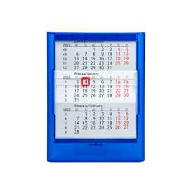 Календарь настольный на 2 года, прозрачно-синий, 12,5х16 см, пластик, тампопечать, шелкография, Цвет: синий