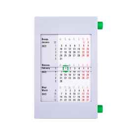 Календарь настольный на 2 года, серый с зеленым, 18х11 см, пластик, шелкография, тампопечать, Цвет: зеленый, серый